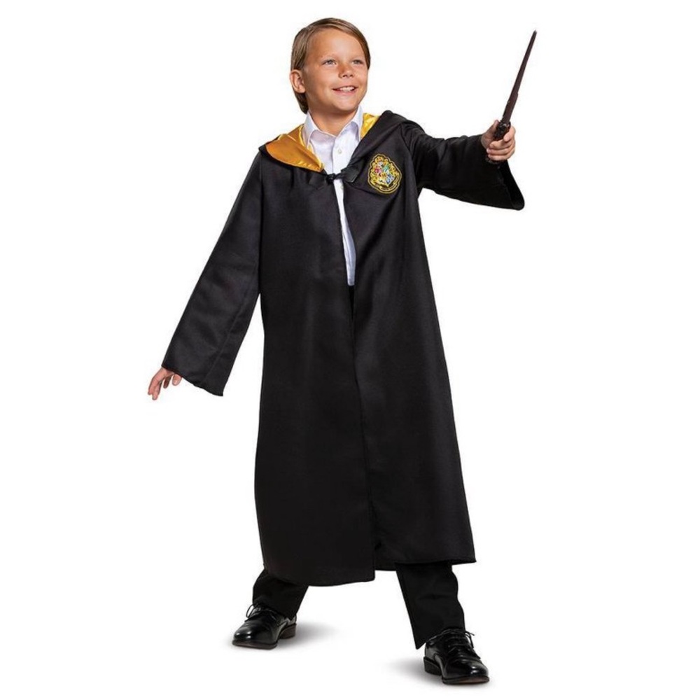 Happy Potter Wizard Costume Robe -Black and Gold